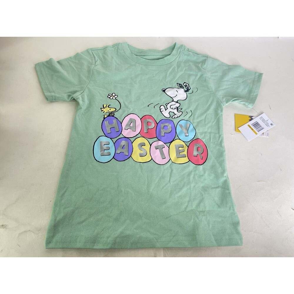 Peanuts Snoopy Woodstock Happy Easter Short Sleeve T-Shirt Top Girls Size 5-6